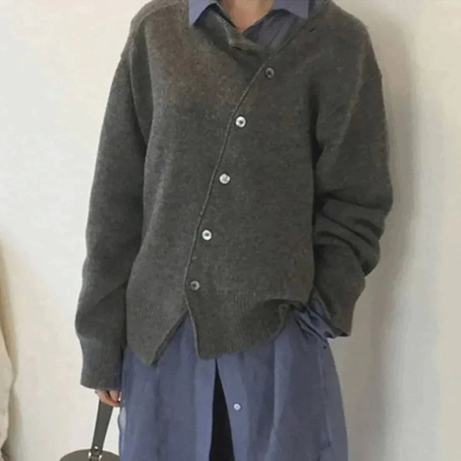 Hedda Asymmetric Button Layered Look Sweater
