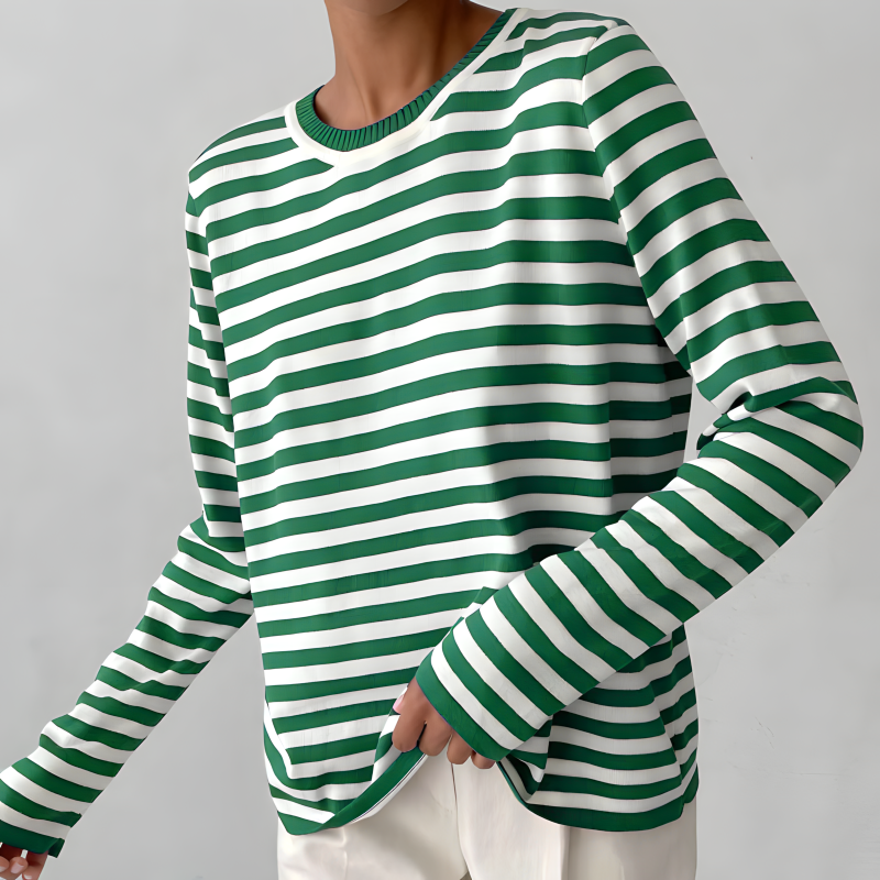 Adalie Striped Long Sleeve Crew Neck Top