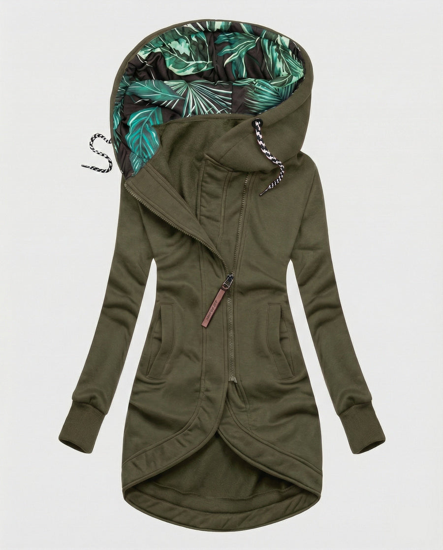 Fiana Asymmetric Hem Hooded Winter Coat