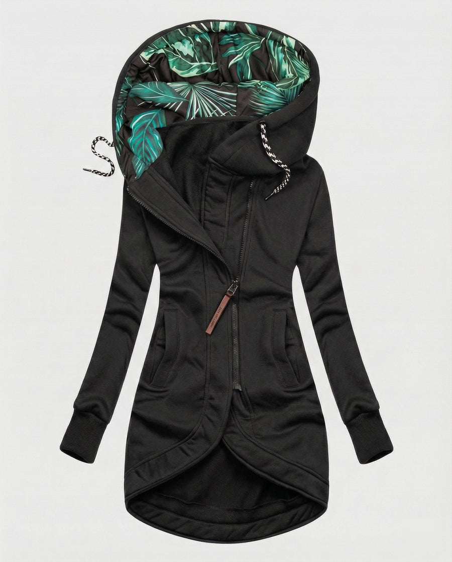 Fiana Asymmetric Hem Hooded Winter Coat