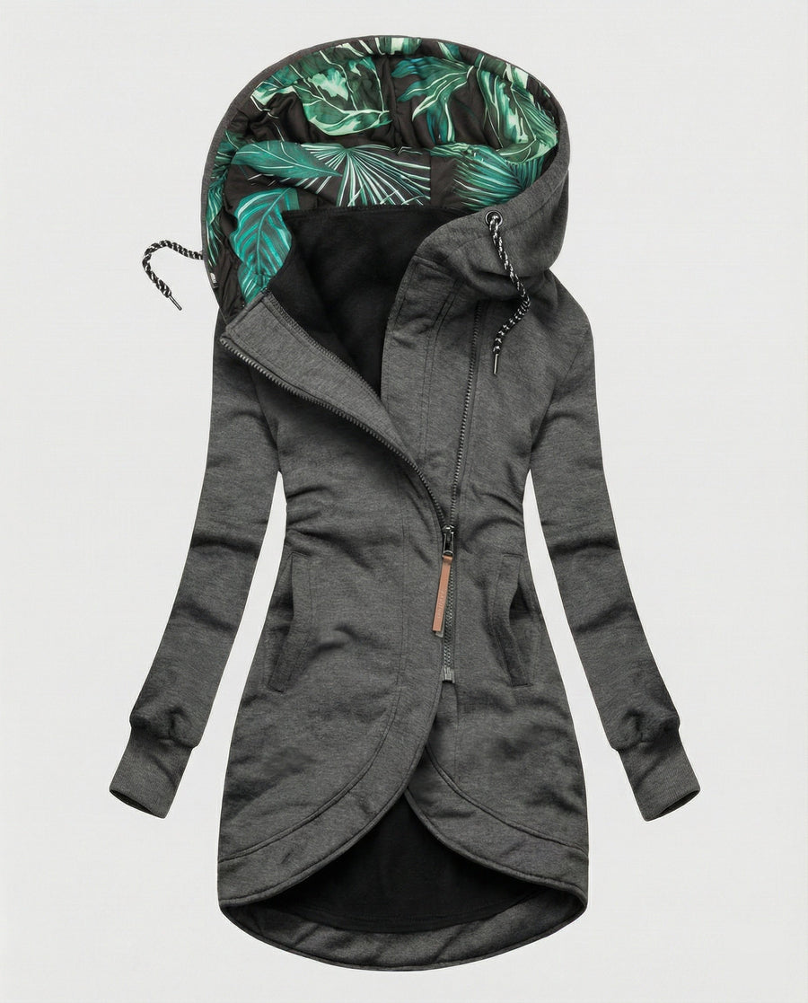 Fiana Asymmetric Hem Hooded Winter Coat