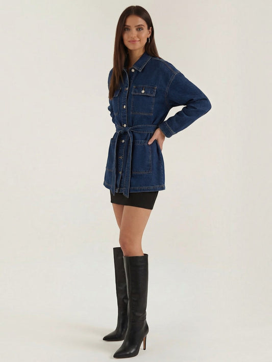 Alice Belted Oversized Denim Jacket