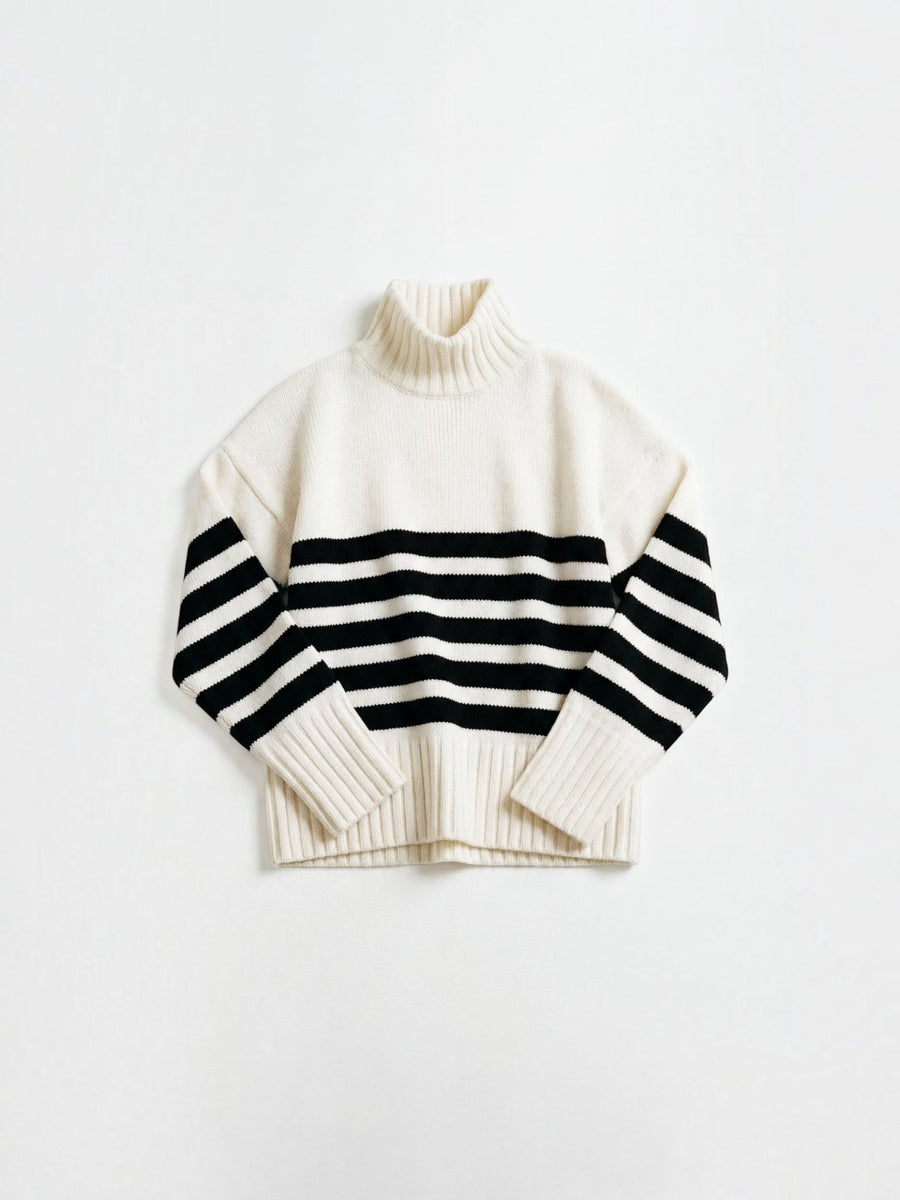 Angela Striped Oversized Turtleneck Sweater