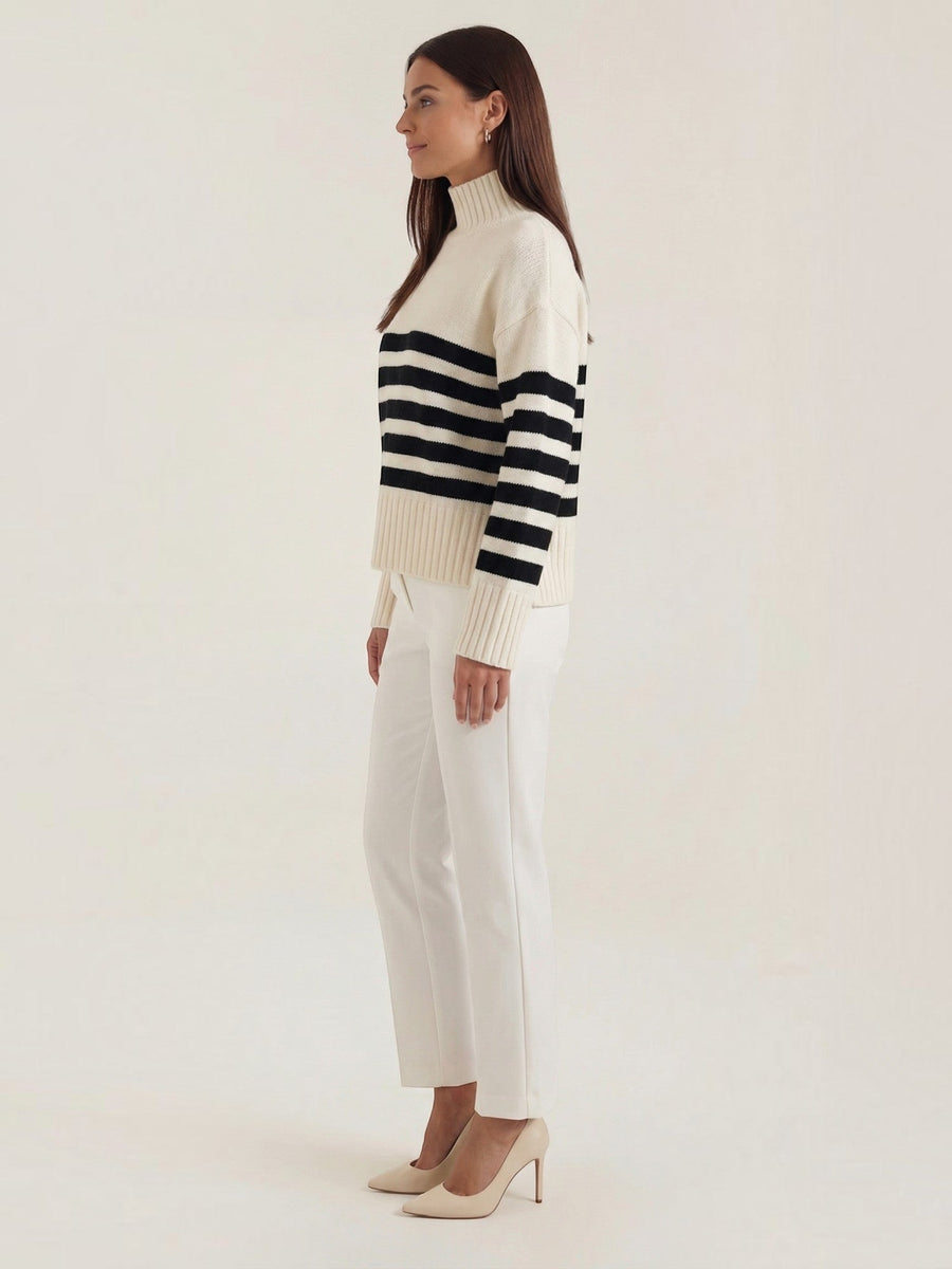 Angela Striped Oversized Turtleneck Sweater