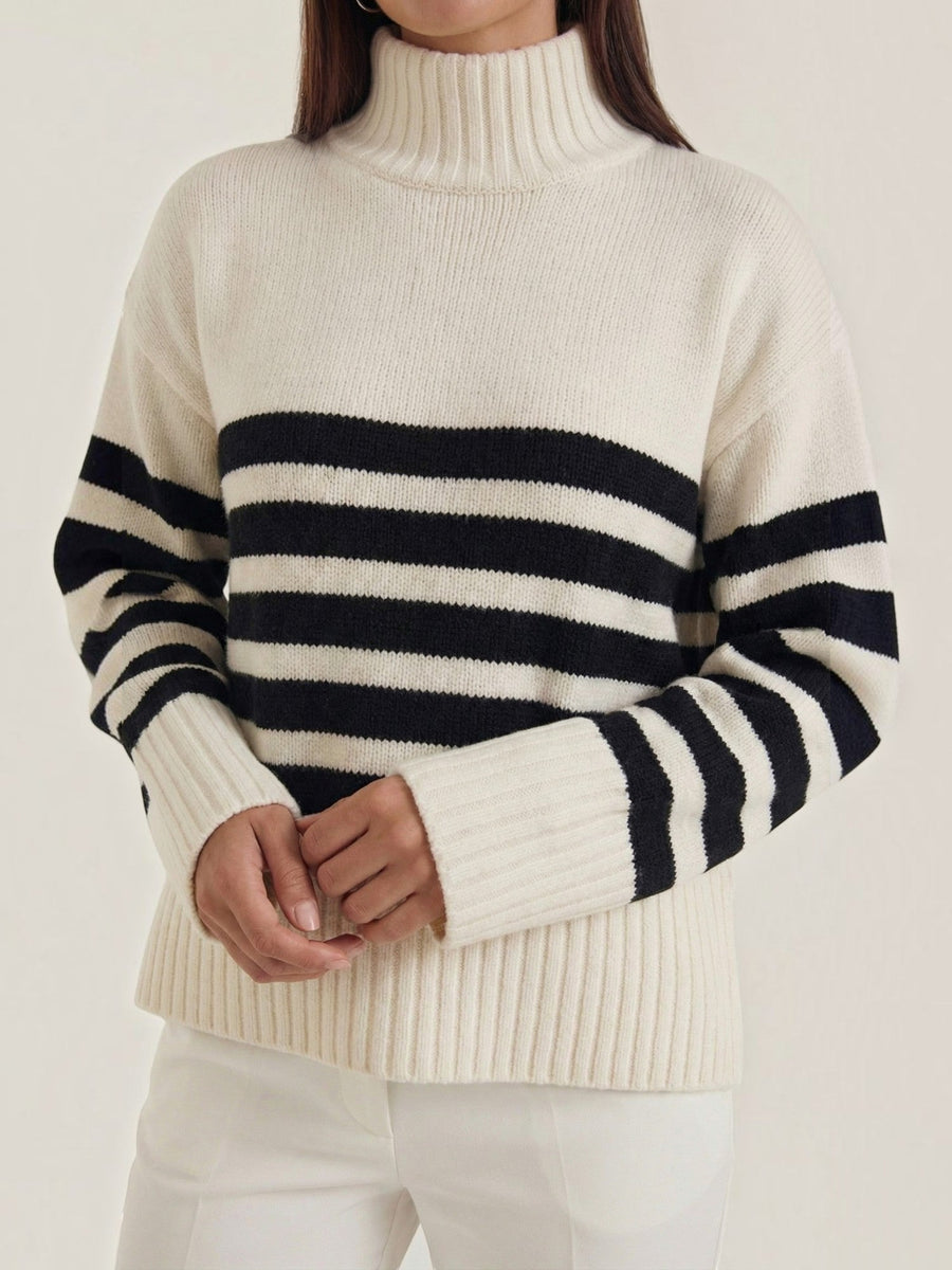 Angela Striped Oversized Turtleneck Sweater