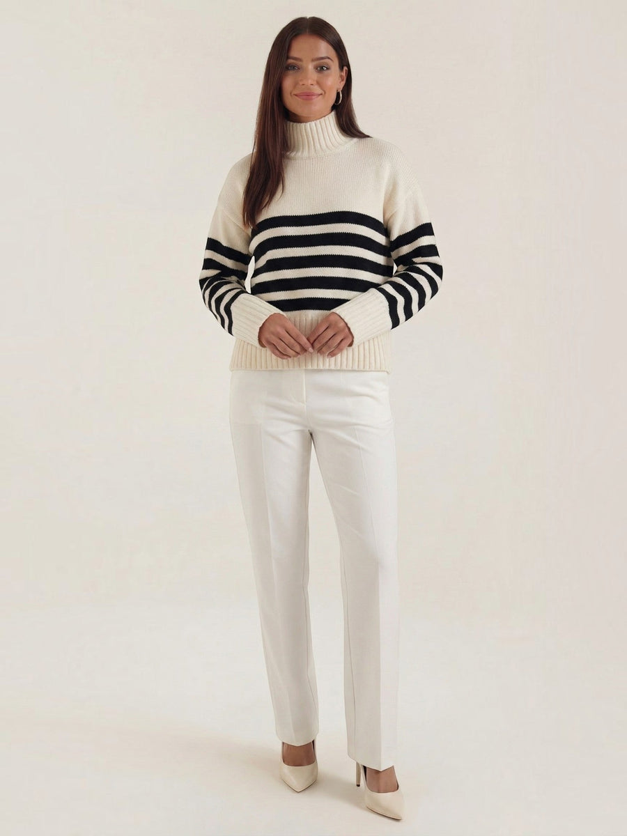 Angela Striped Oversized Turtleneck Sweater