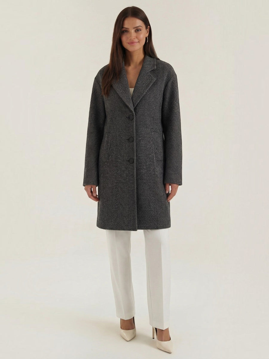 Ann Herringbone Oversized Coat