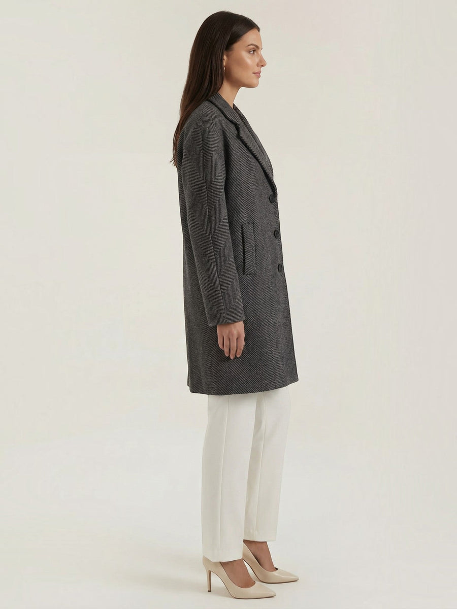 Ann Herringbone Oversized Coat