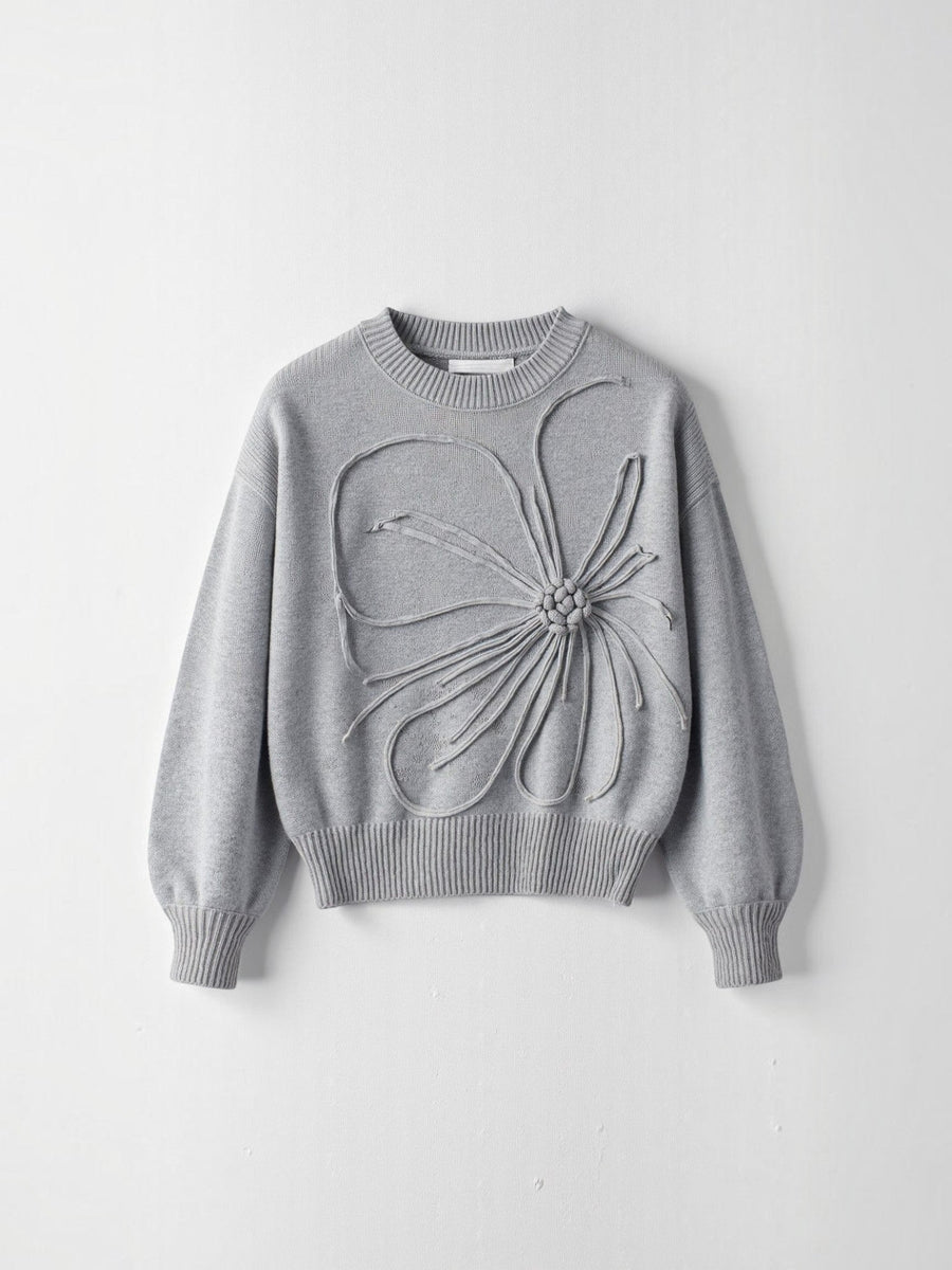 Annie 3D Floral Puff Sleeve Sweater