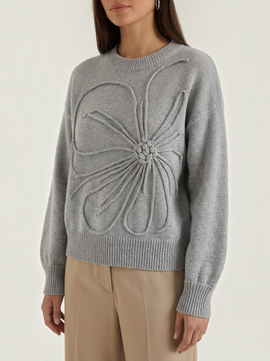 Annie 3D Floral Puff Sleeve Sweater