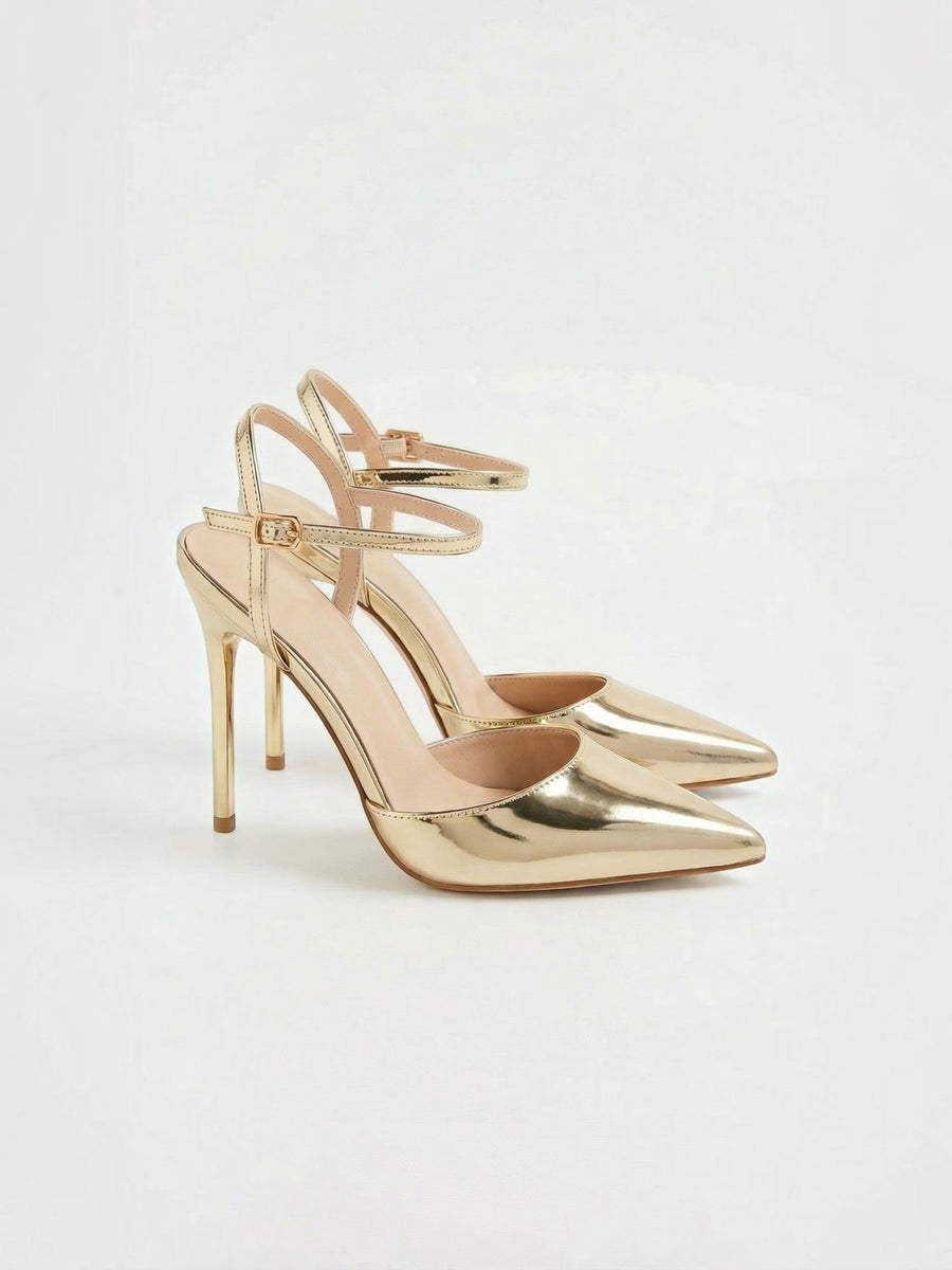 Ashley Pointed Toe Ankle Strap Stiletto Heels