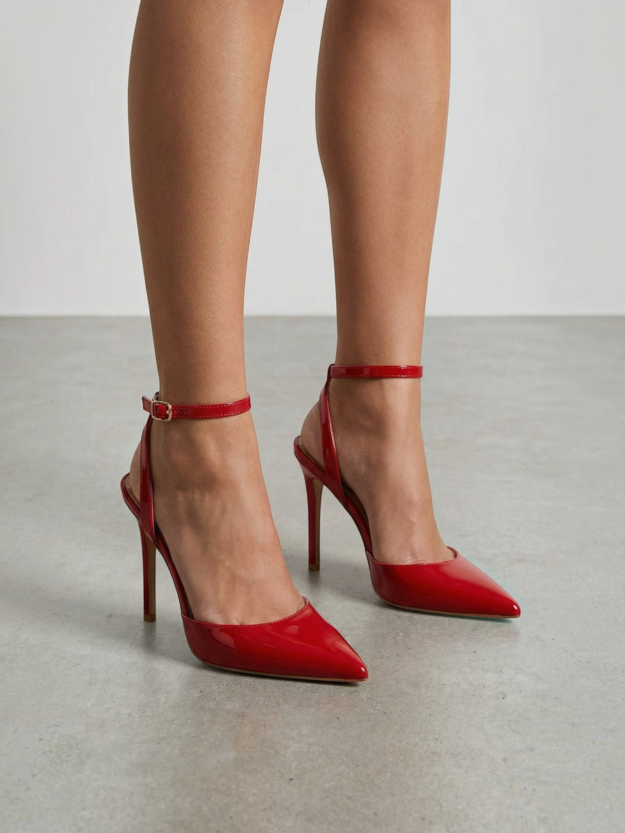 Ashley Pointed Toe Ankle Strap Stiletto Heels