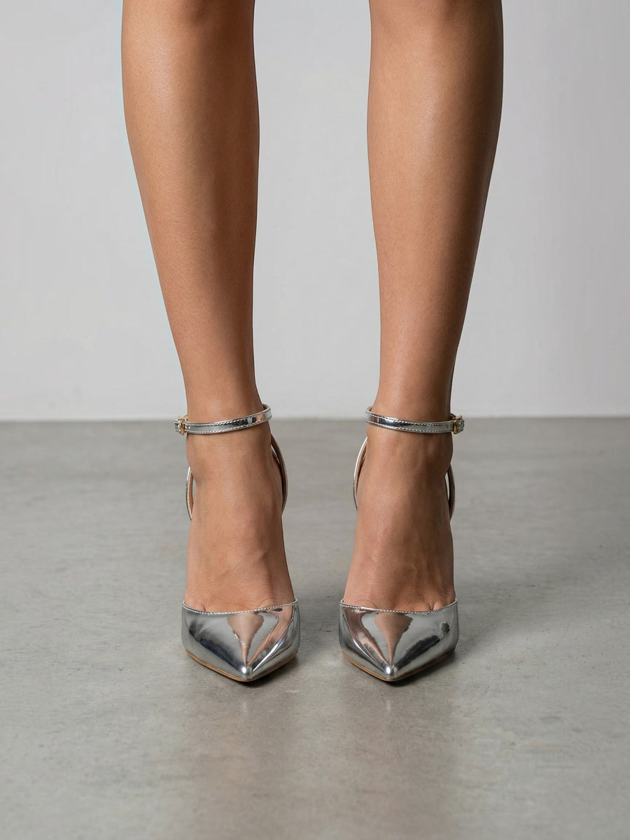 Ashley Pointed Toe Ankle Strap Stiletto Heels