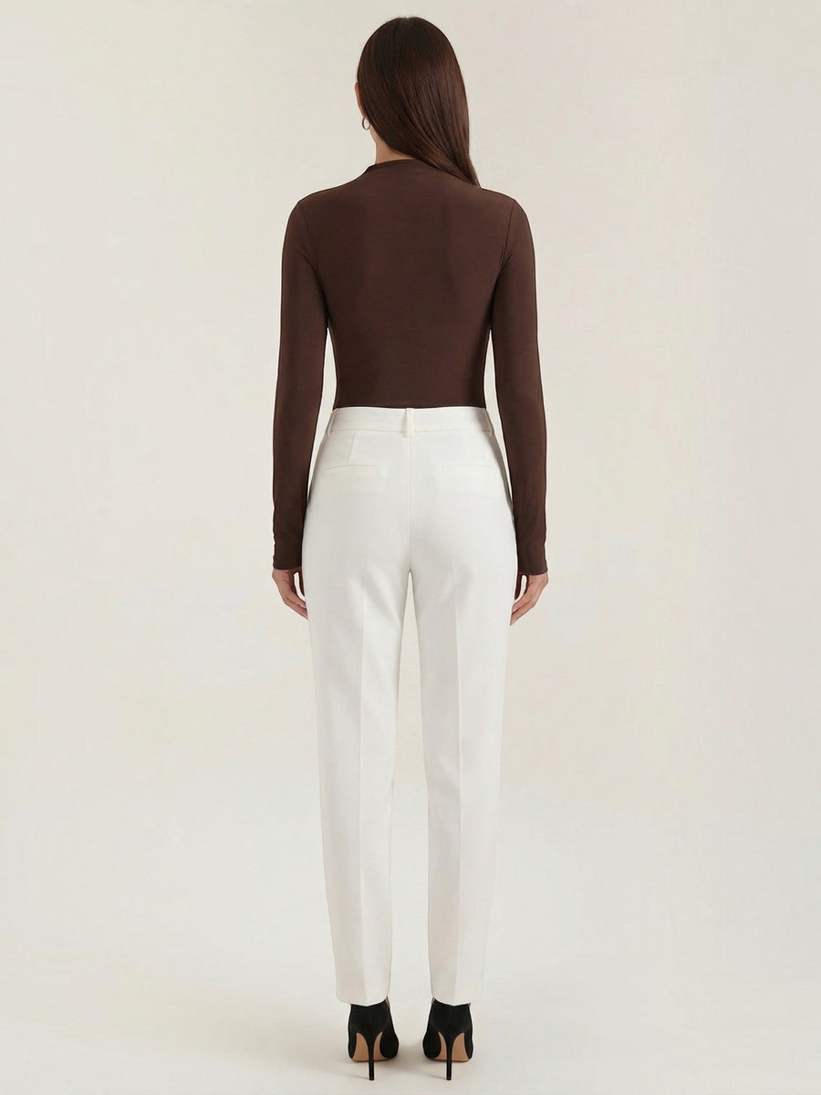 Audrey Draped Stand Collar Long Sleeve Top