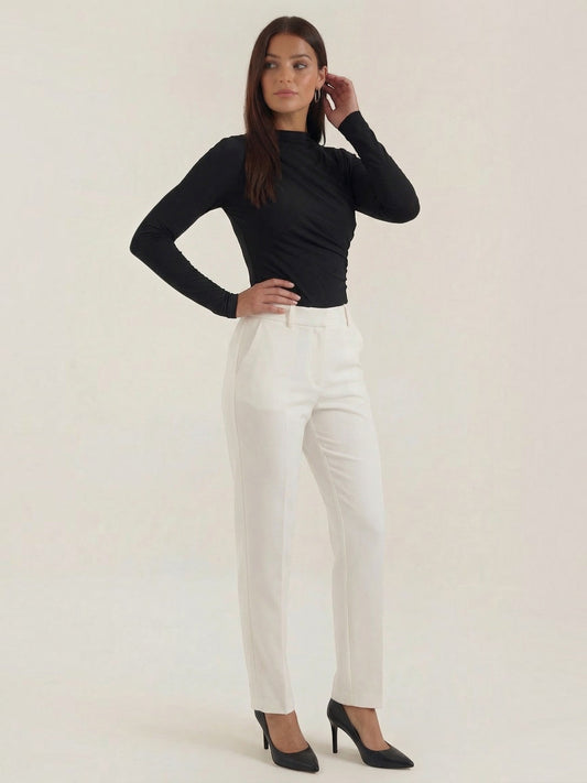 Audrey Draped Stand Collar Long Sleeve Top