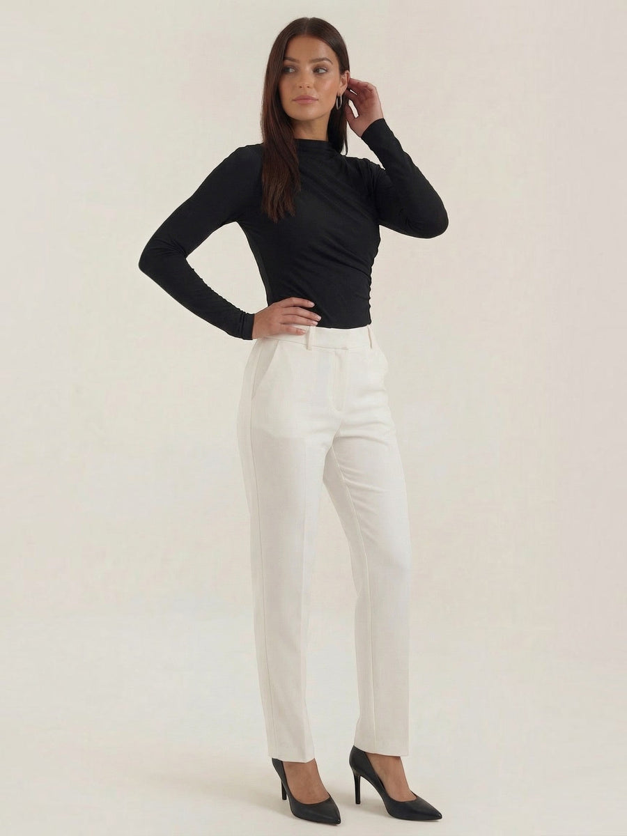 Audrey Draped Stand Collar Long Sleeve Top