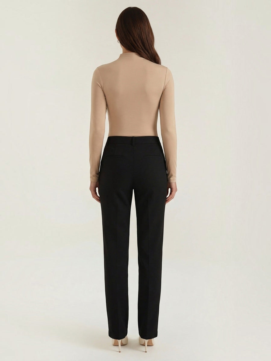 Audrey Draped Stand Collar Long Sleeve Top