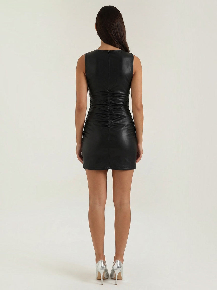 Bernice Faux Leather Bodycon Mini Dress