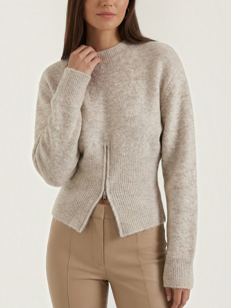 Beverly Fluffy Knit Half Zip Sweater