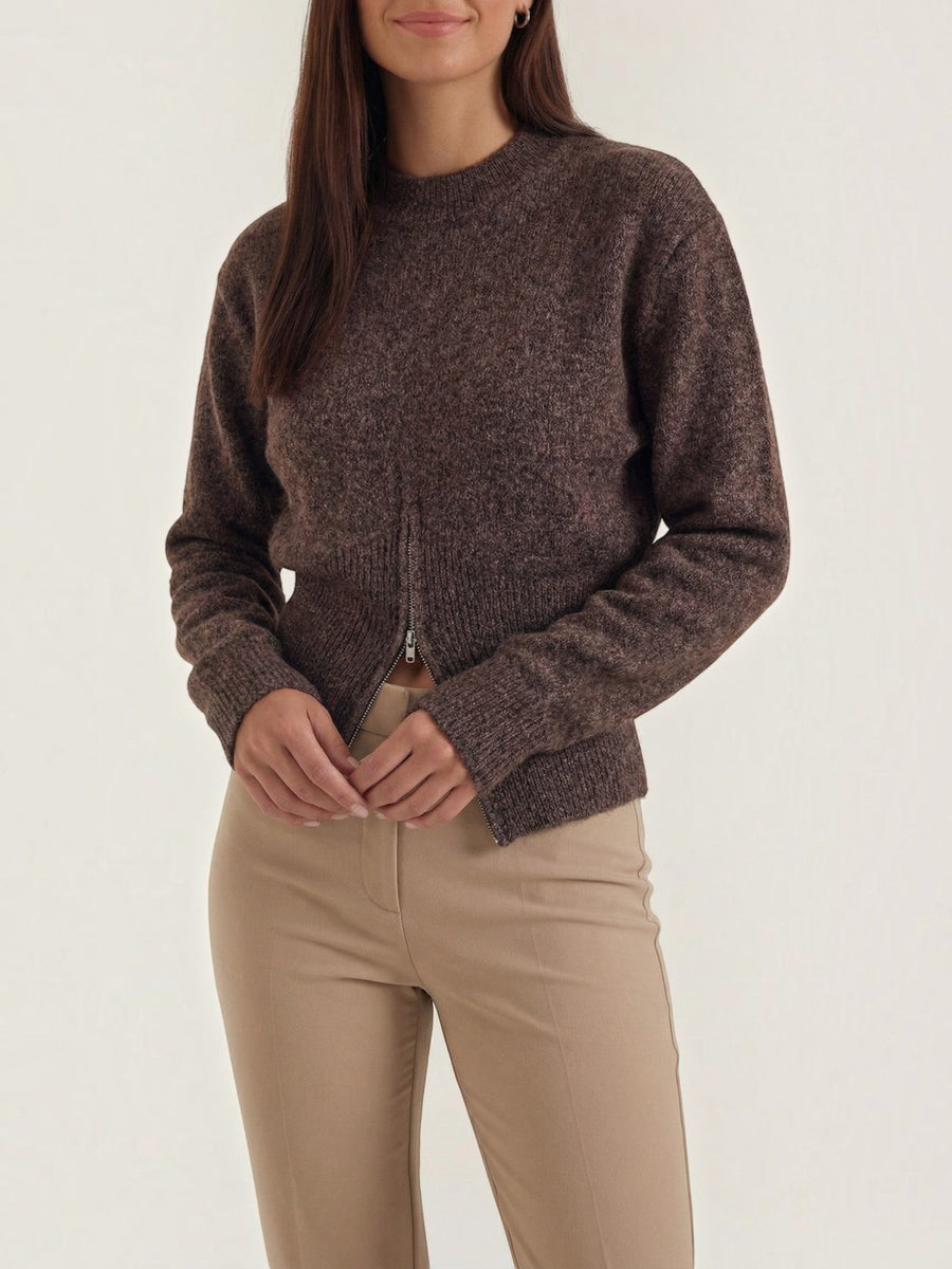 Beverly Fluffy Knit Half Zip Sweater