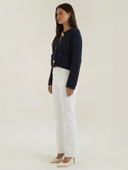 Carmen Chunky Knit Gold Button Cardigan