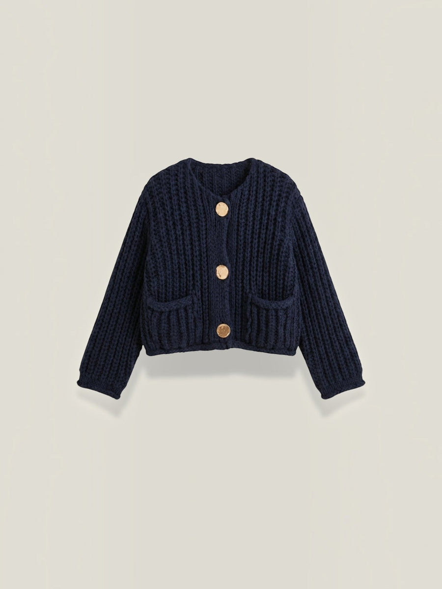 Carmen Chunky Knit Gold Button Cardigan