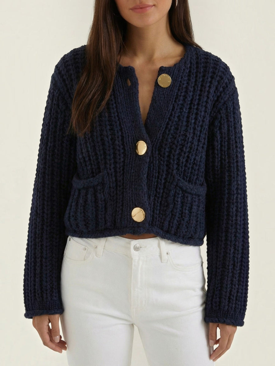Carmen Chunky Knit Gold Button Cardigan