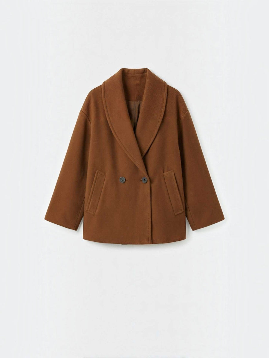 Carolyn Shawl Lapel Double Breasted Short Coat