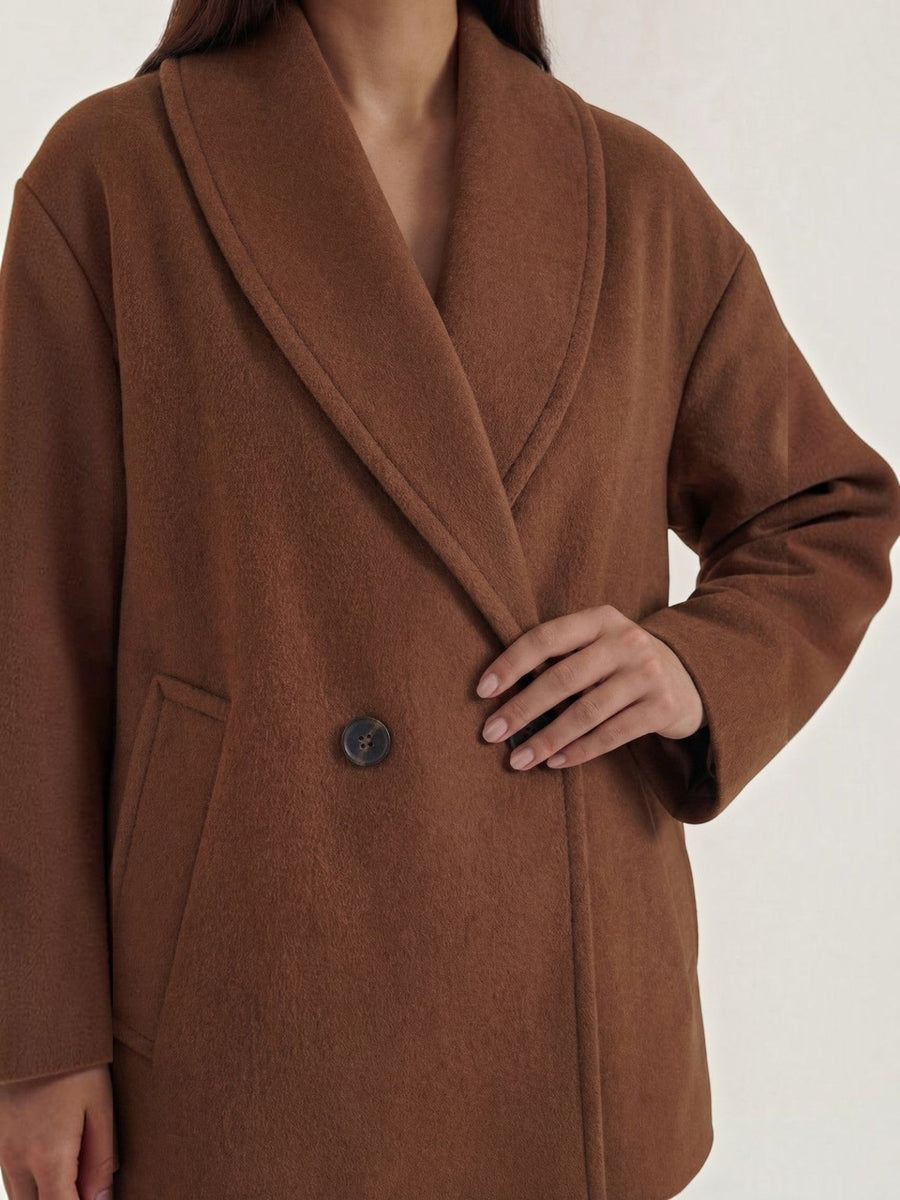 Carolyn Shawl Lapel Double Breasted Short Coat
