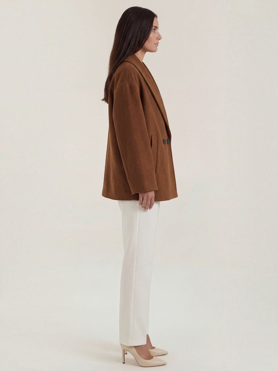 Carolyn Shawl Lapel Double Breasted Short Coat