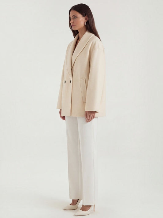 Carolyn Shawl Lapel Double Breasted Short Coat