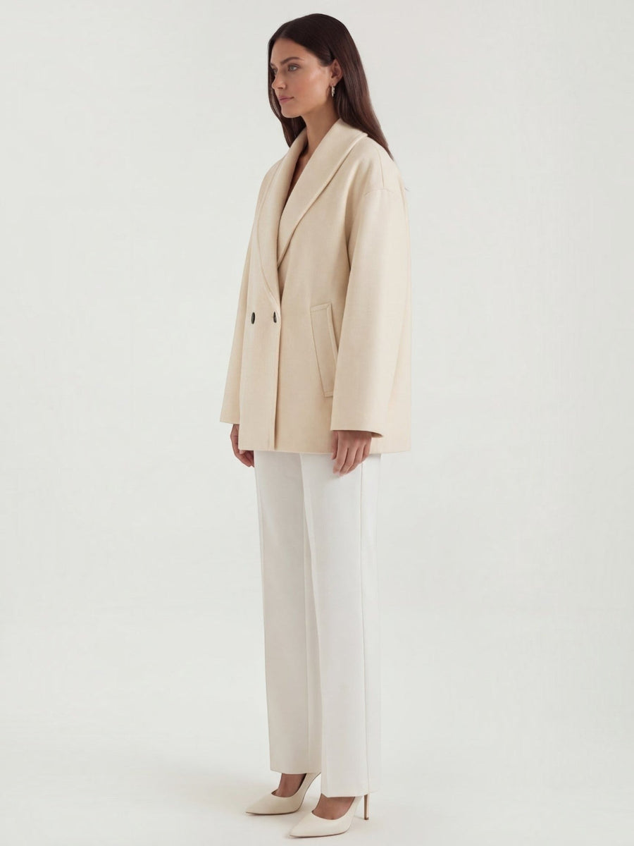 Carolyn Shawl Lapel Double Breasted Short Coat
