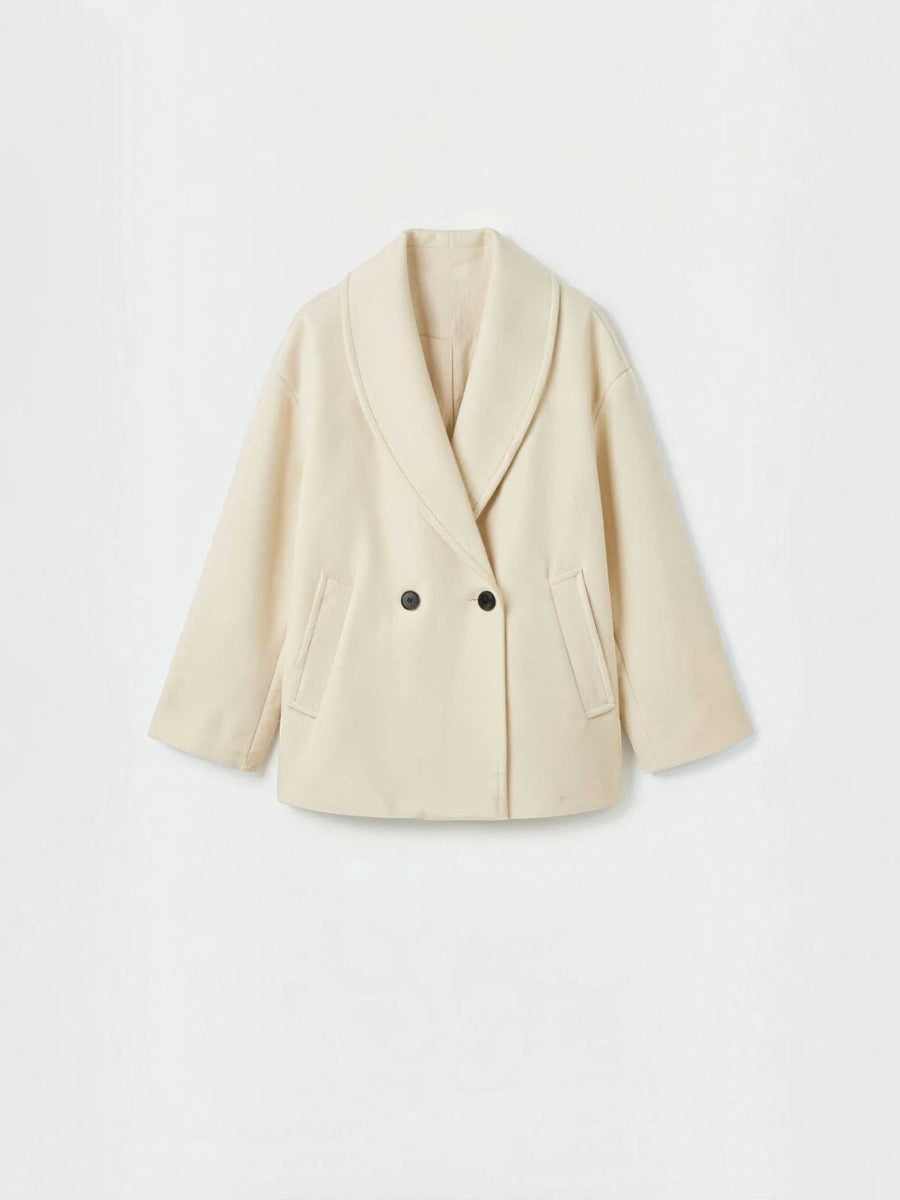 Carolyn Shawl Lapel Double Breasted Short Coat
