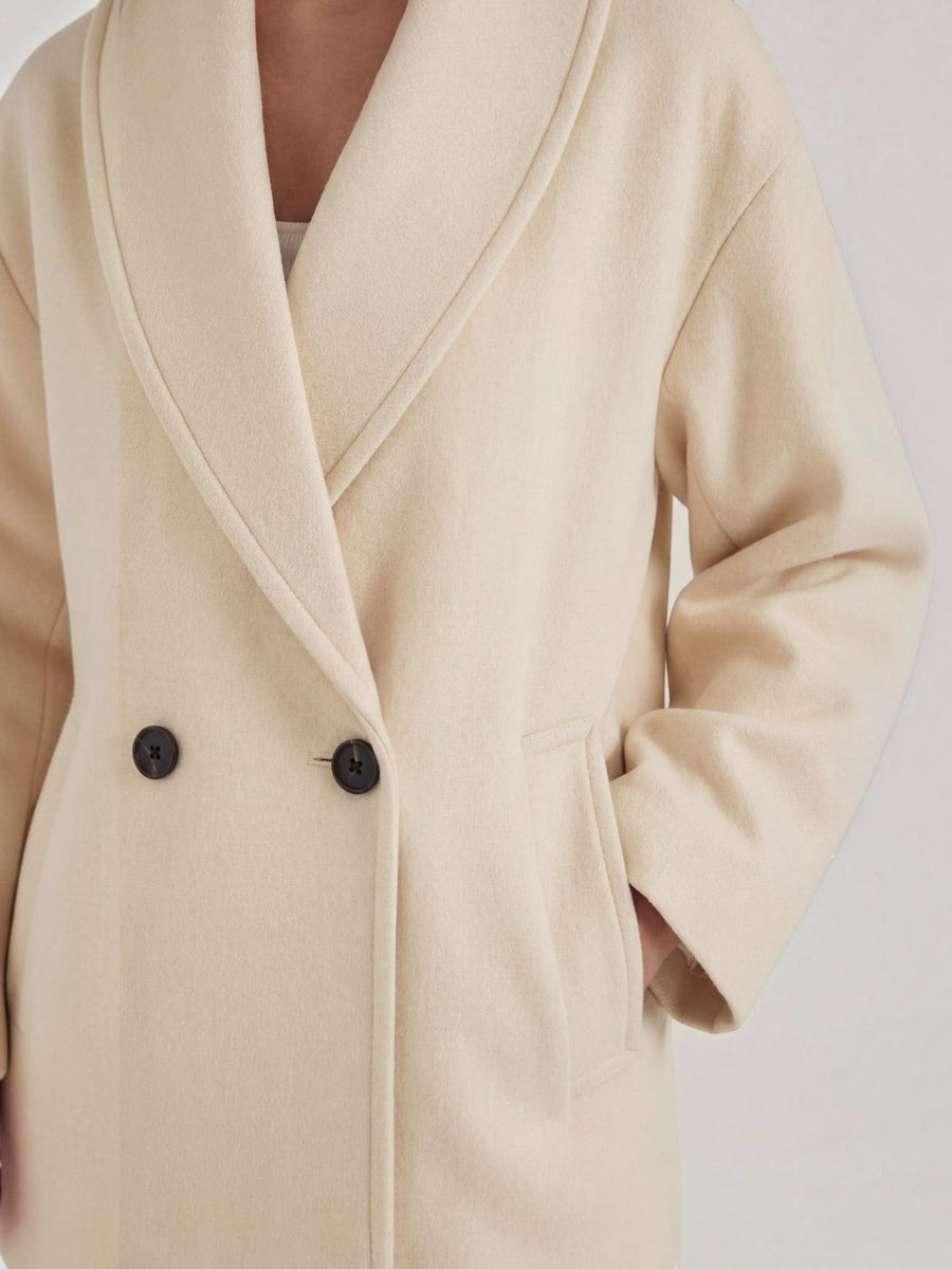 Carolyn Shawl Lapel Double Breasted Short Coat