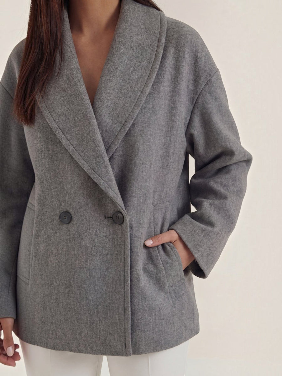 Carolyn Shawl Lapel Double Breasted Short Coat