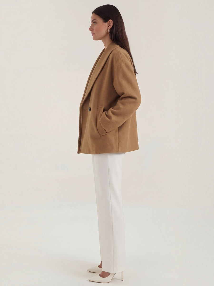 Carolyn Shawl Lapel Double Breasted Short Coat