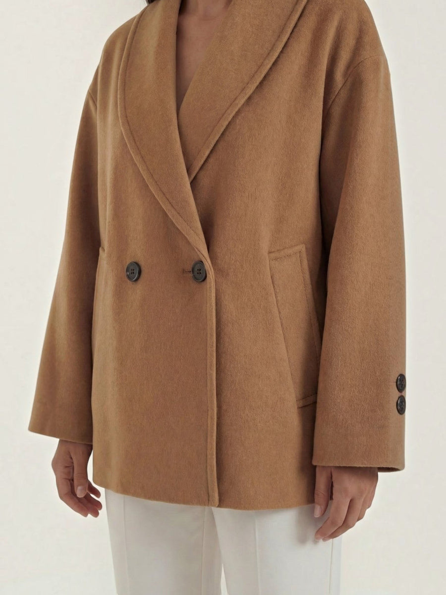 Carolyn Shawl Lapel Double Breasted Short Coat