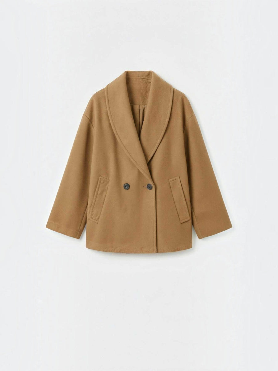 Carolyn Shawl Lapel Double Breasted Short Coat