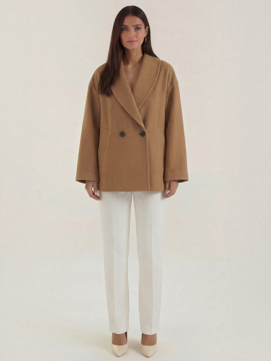 Carolyn Shawl Lapel Double Breasted Short Coat