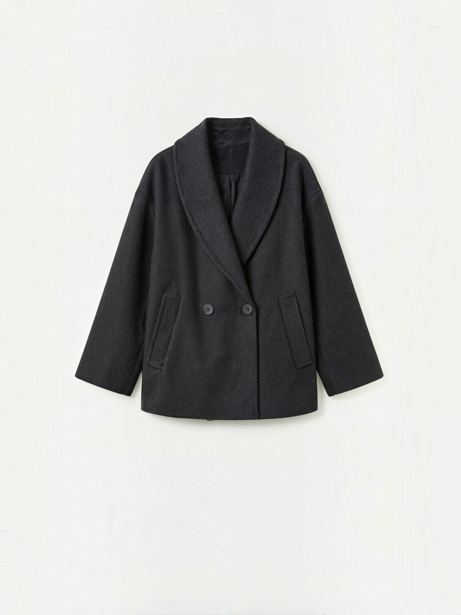 Carolyn Shawl Lapel Double Breasted Short Coat