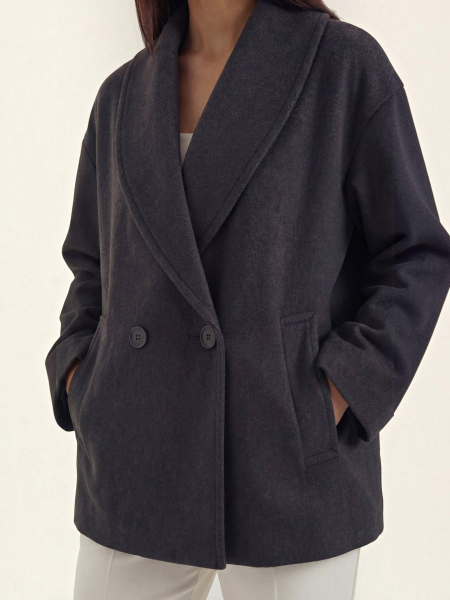 Carolyn Shawl Lapel Double Breasted Short Coat