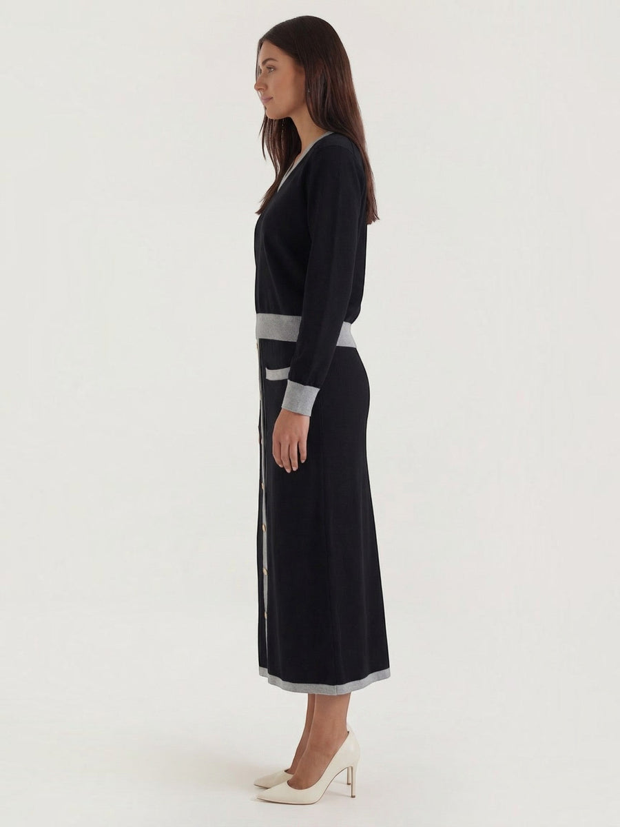 Cheryl V Neck Sweater and Midi Skirt Set