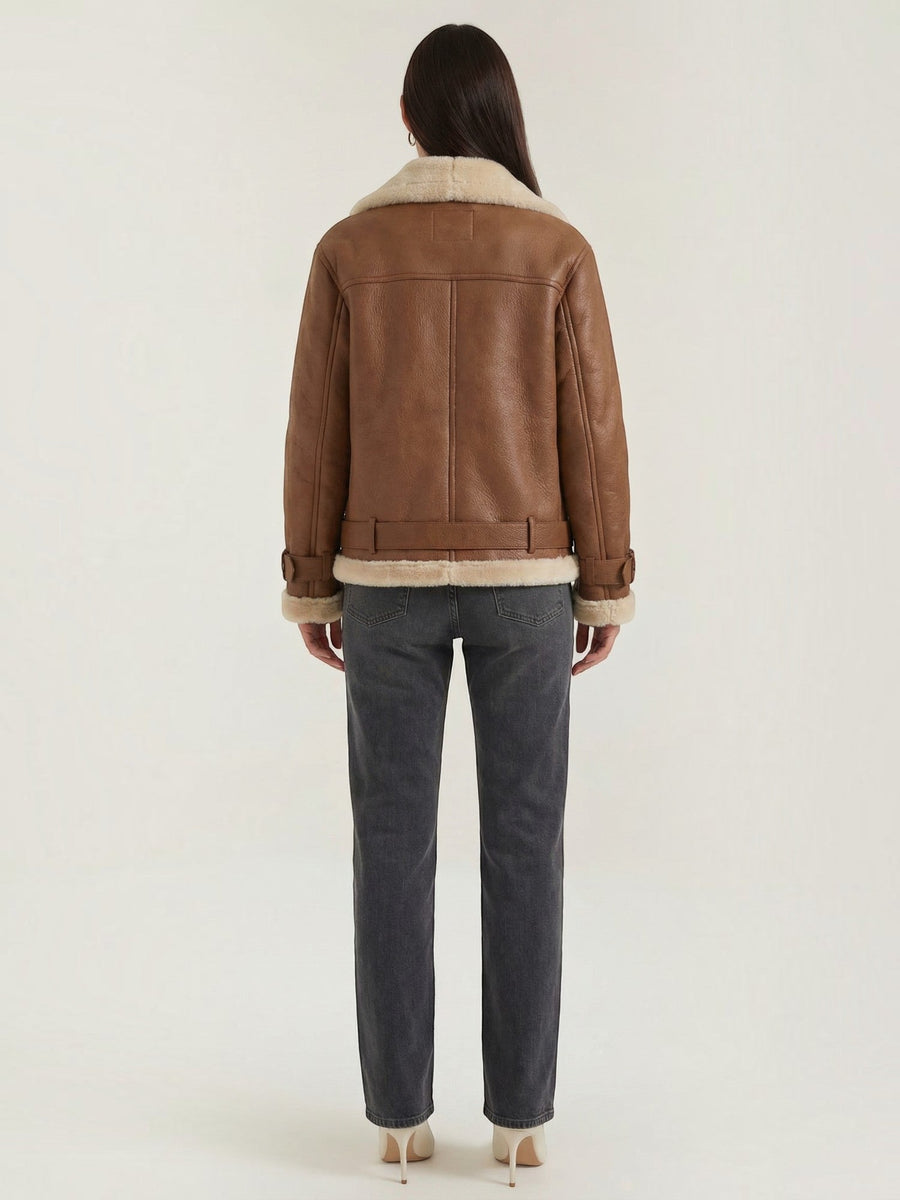 Christine Teddy Collar Biker Jacket