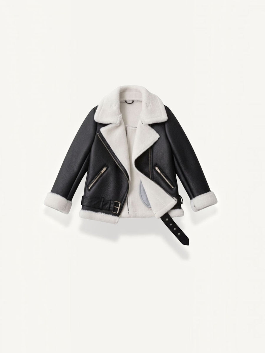 Christine Teddy Collar Biker Jacket
