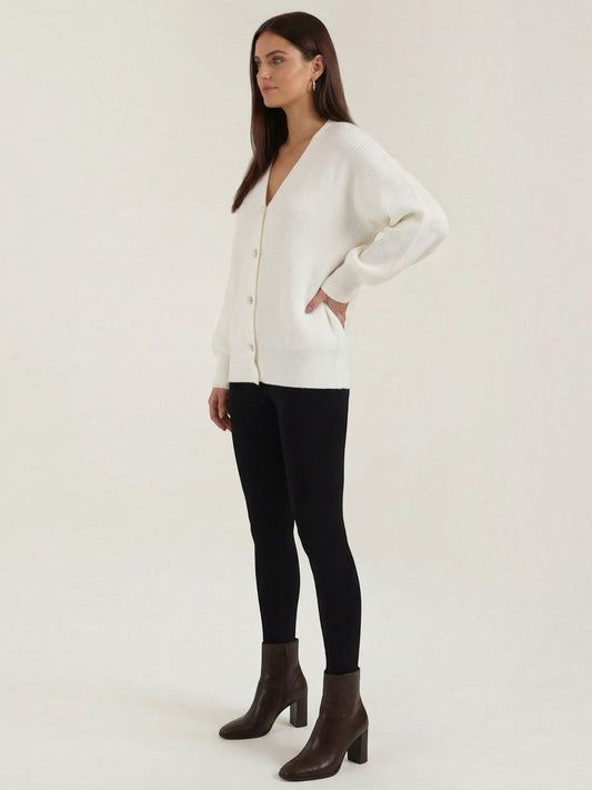 Cindy Balloon Sleeve Pearl Button Cardigan
