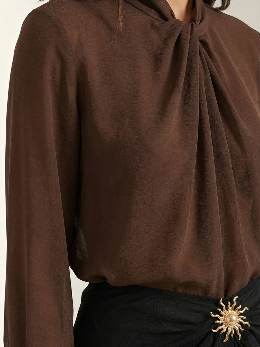 Clara Twist Detail Stand Collar Blouse
