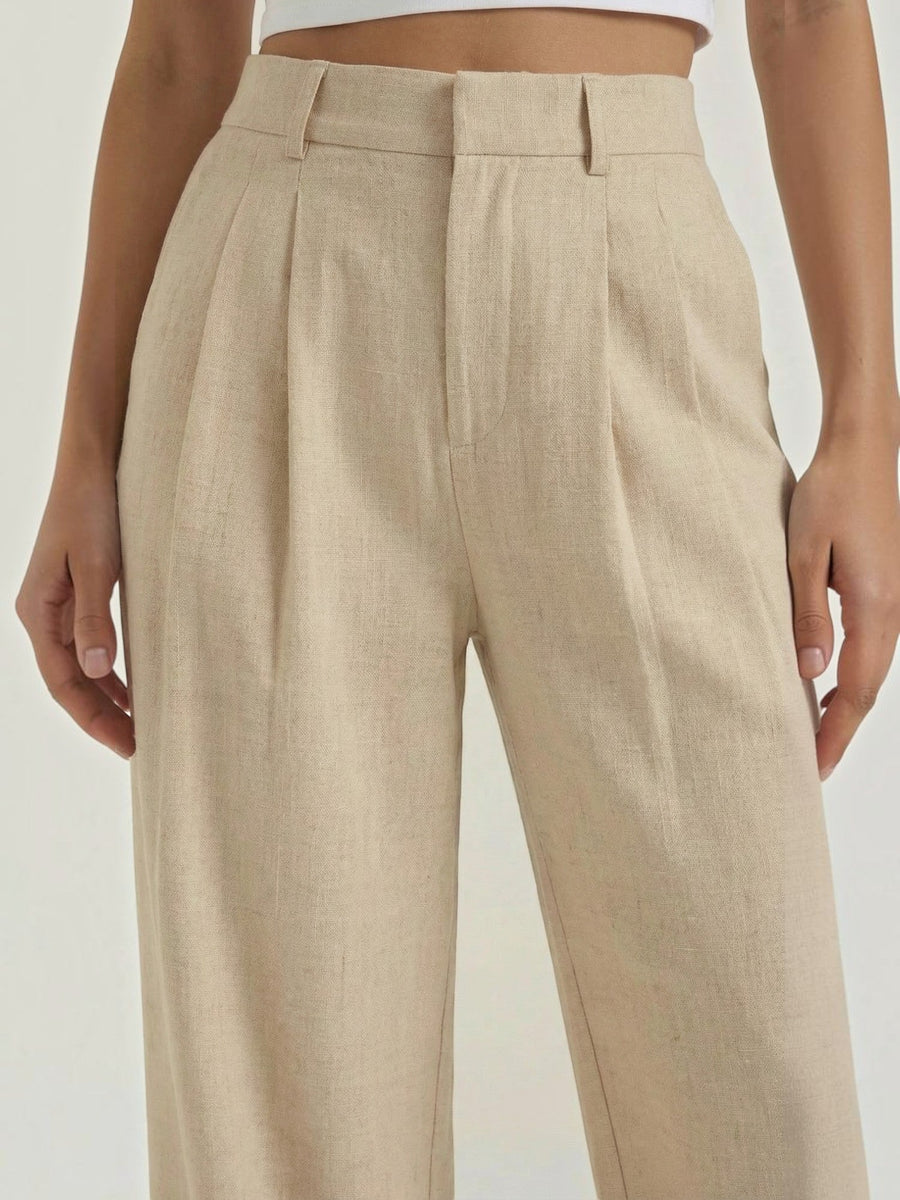 Courtney Linen Blend Wide Leg Pants