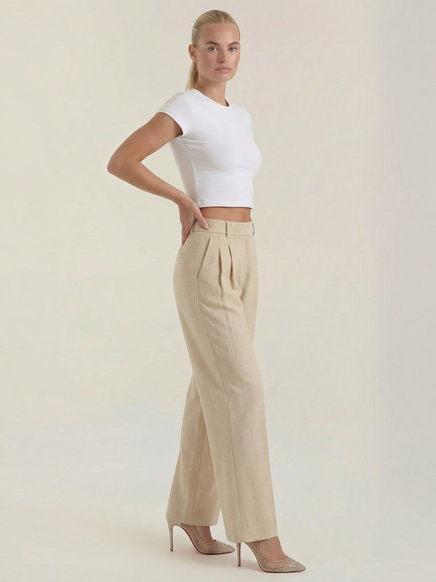 Courtney Linen Blend Wide Leg Pants