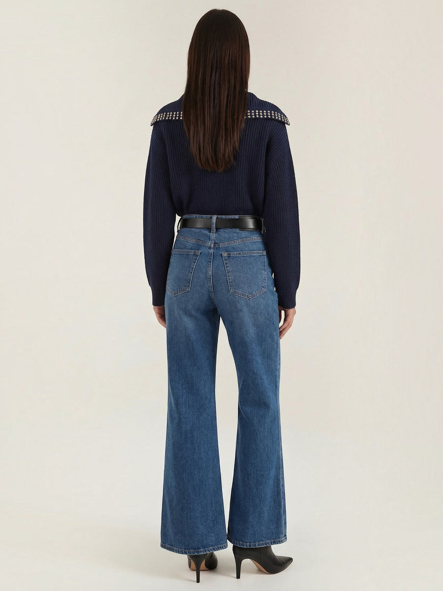 Darlene Studded Collar Wool Sweater