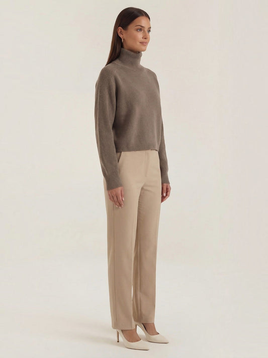 Denise Cropped Balloon Sleeve Turtleneck Sweater